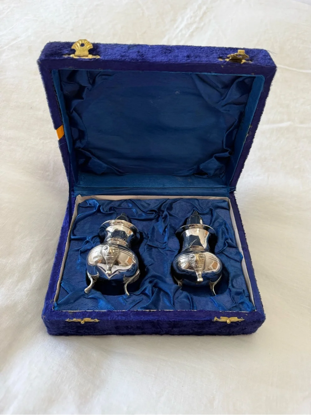International Silver Co Salt and Pepper Shakers  Hand Made Silverplated India